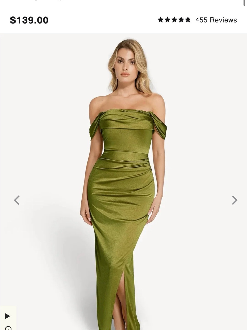 Nwot Popilush Shapewear Off Shoulder Shine Ruched Sculpting Maxi Dress M